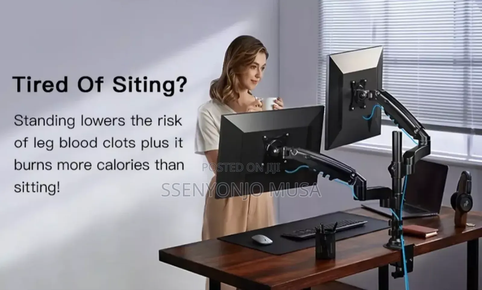 Dual Monitor Stand With Gas Spring Full-Range Motion