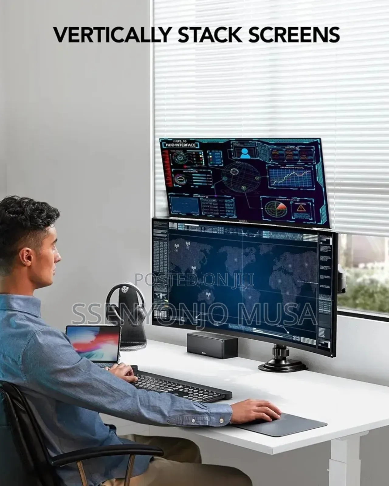 Dual Monitor Stand With Gas Spring Full-Range Motion