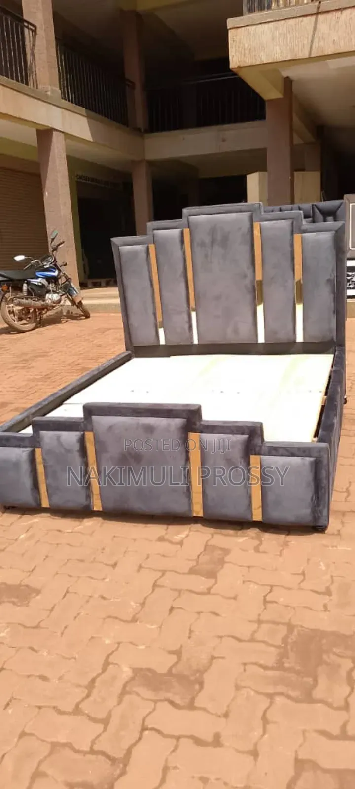 Five by Six Gray Fabric Bed With 8 Stickers