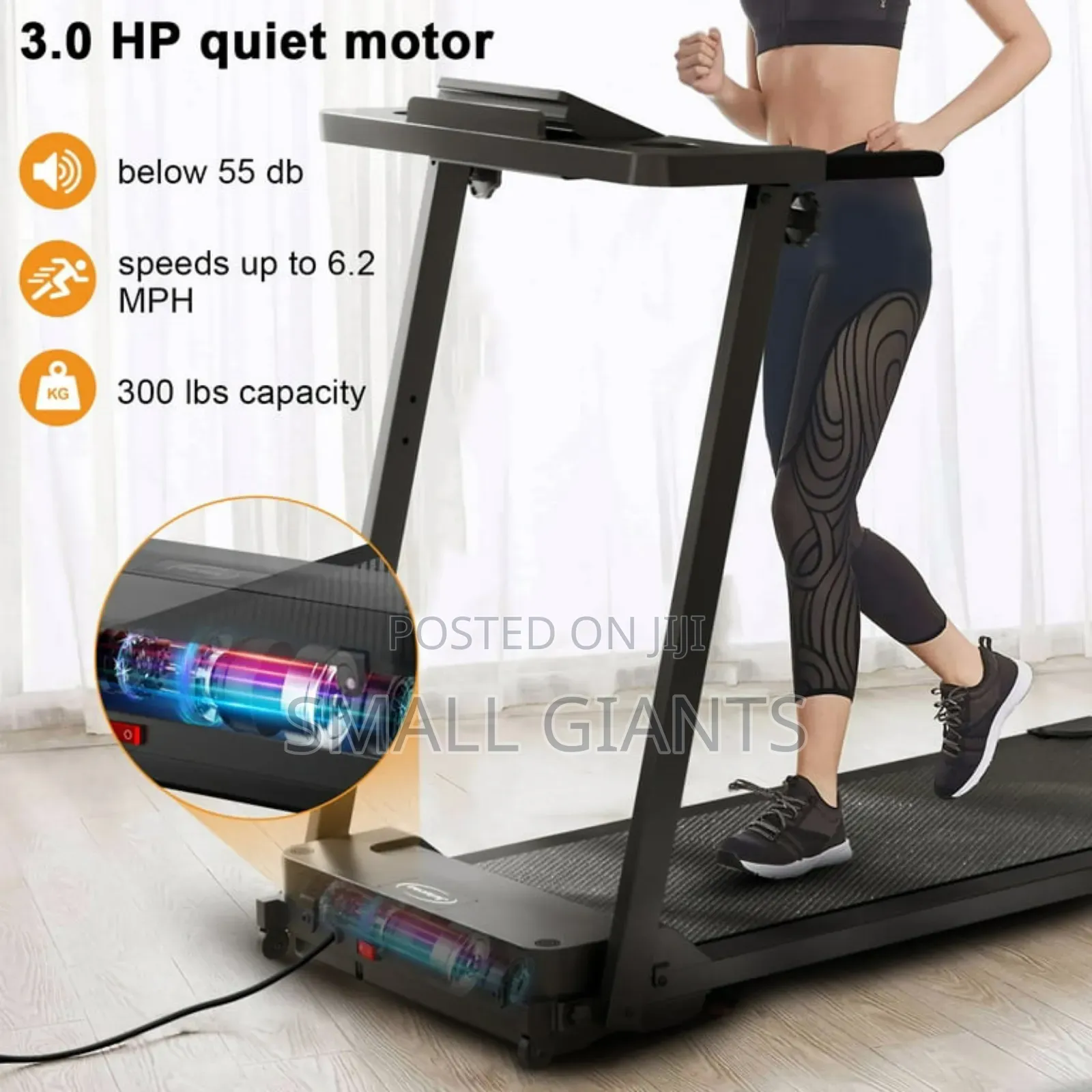 3.0 Hp Foldable Quiet Motorcompact Treadmill 1 2m