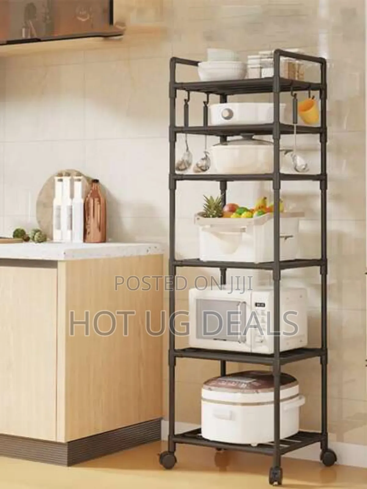 6-tier Kitchen Storage Rack With Wheels, 38x30x160cm