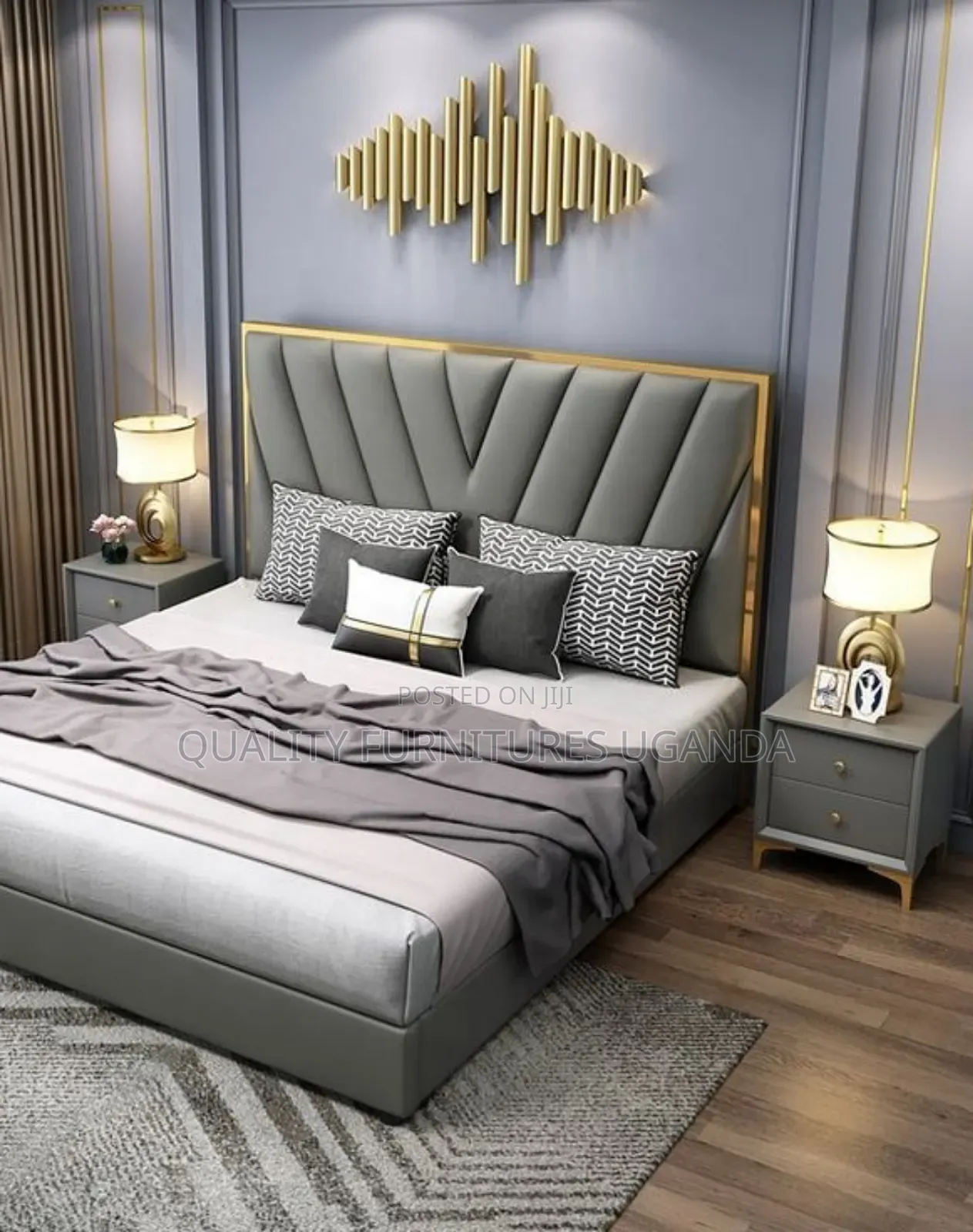 V Shaped Headboard Bed