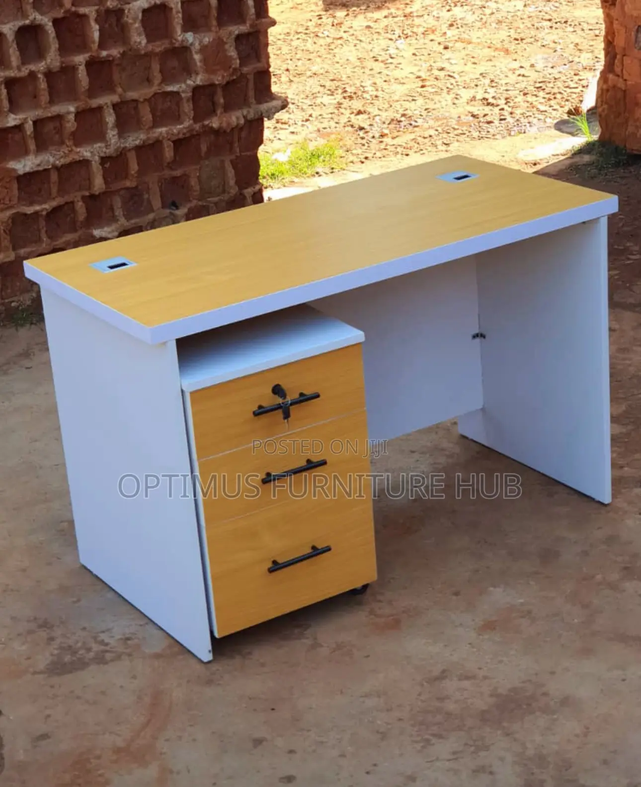 Office Desk (White, Beech)