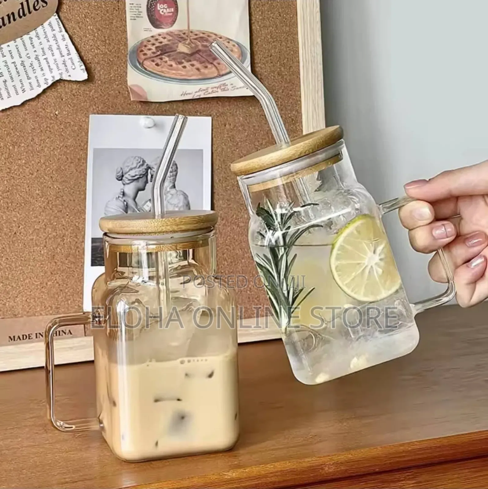 Glass Tumbler With Bamboo Lid and Straw