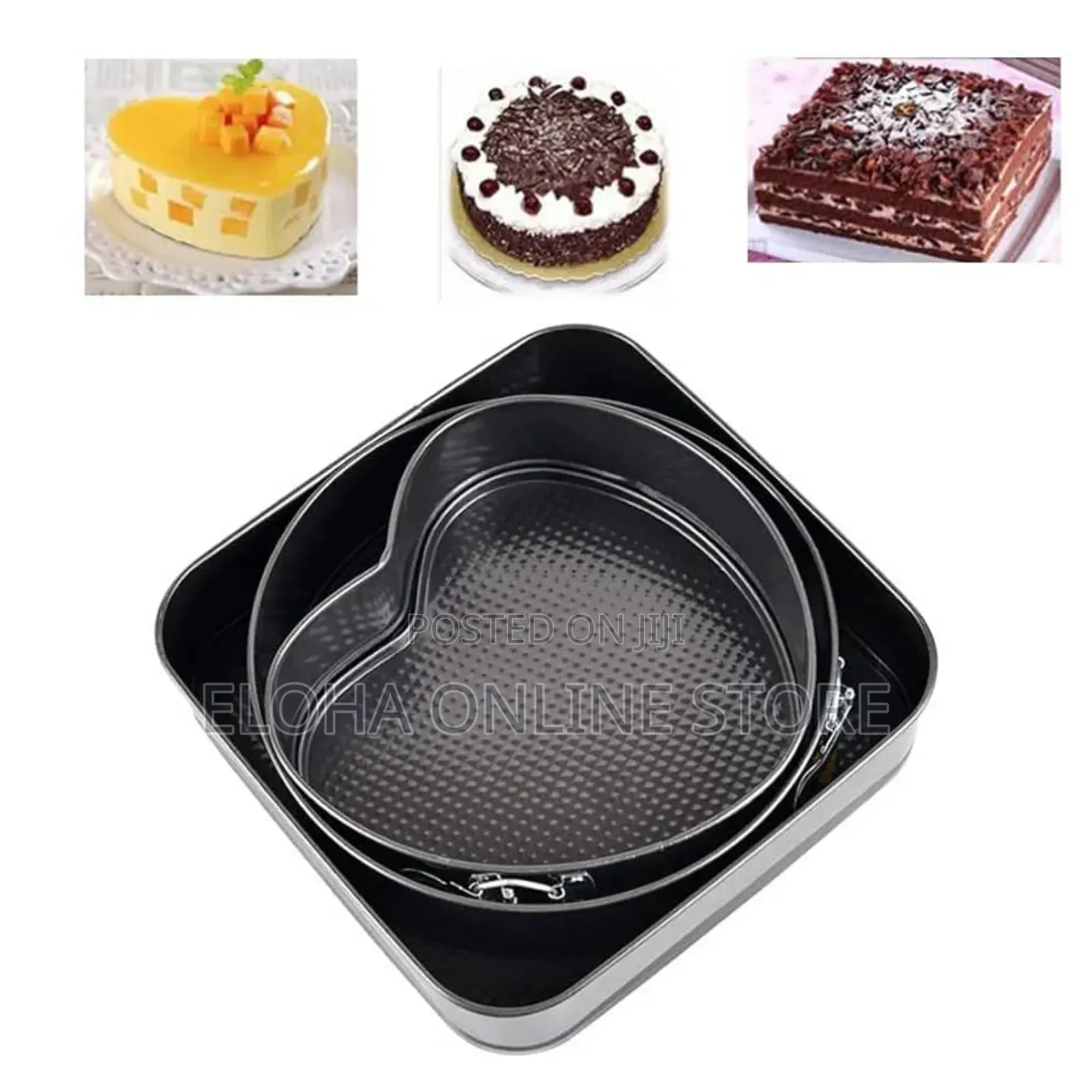 3pcs Multipurpose Round,Square,Heart Cake Pan