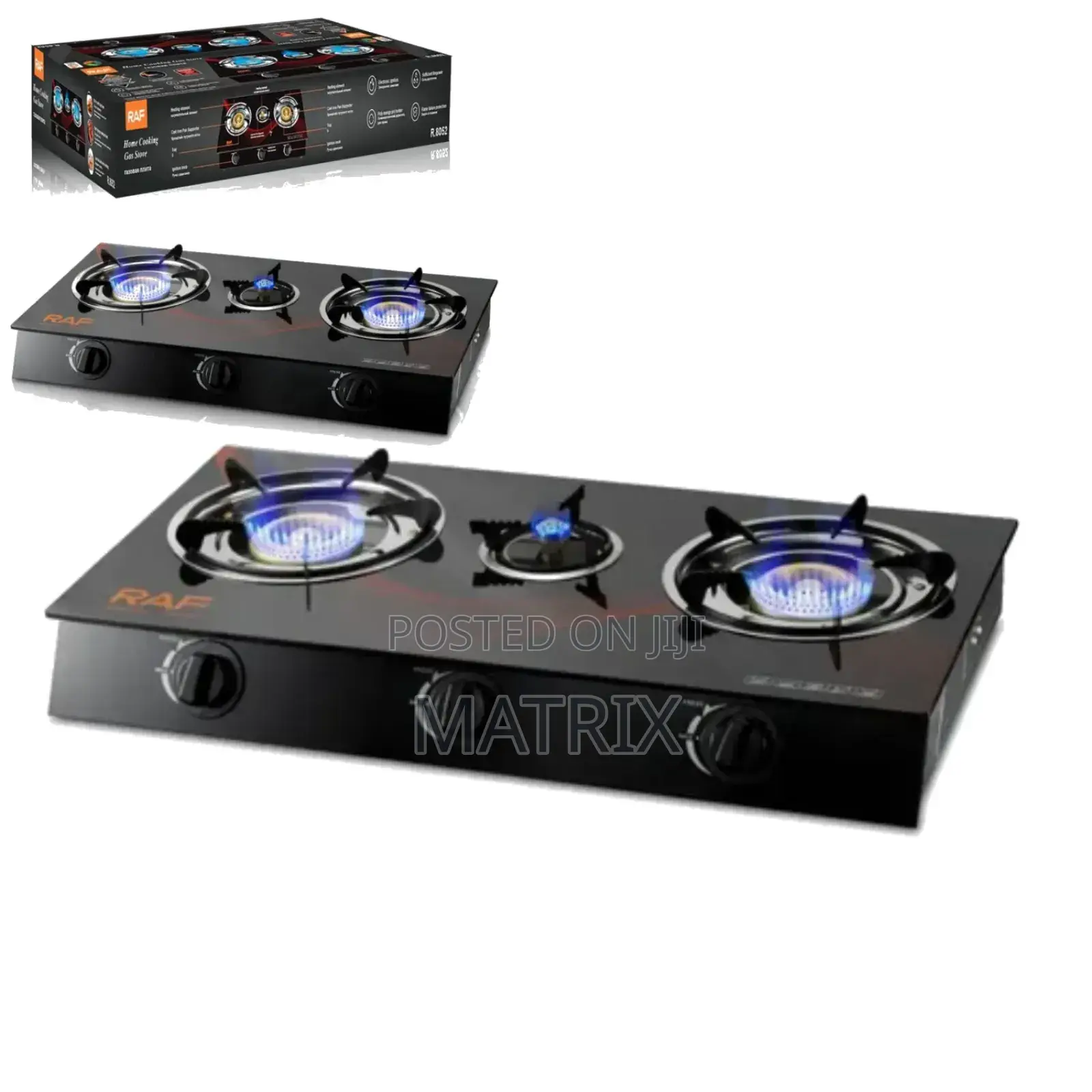 Triple Burner Cooking Gas Stove Glass Top