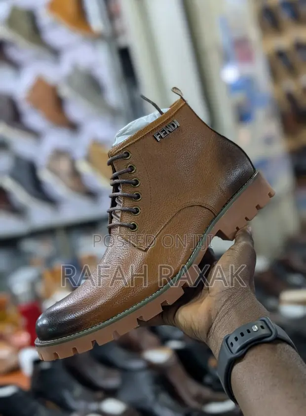 Fendi Tan Brown Leather Oxford Dress Boots (Men’s Size 9 OR Women’s Size 10.5) Handcrafted Men main image 2