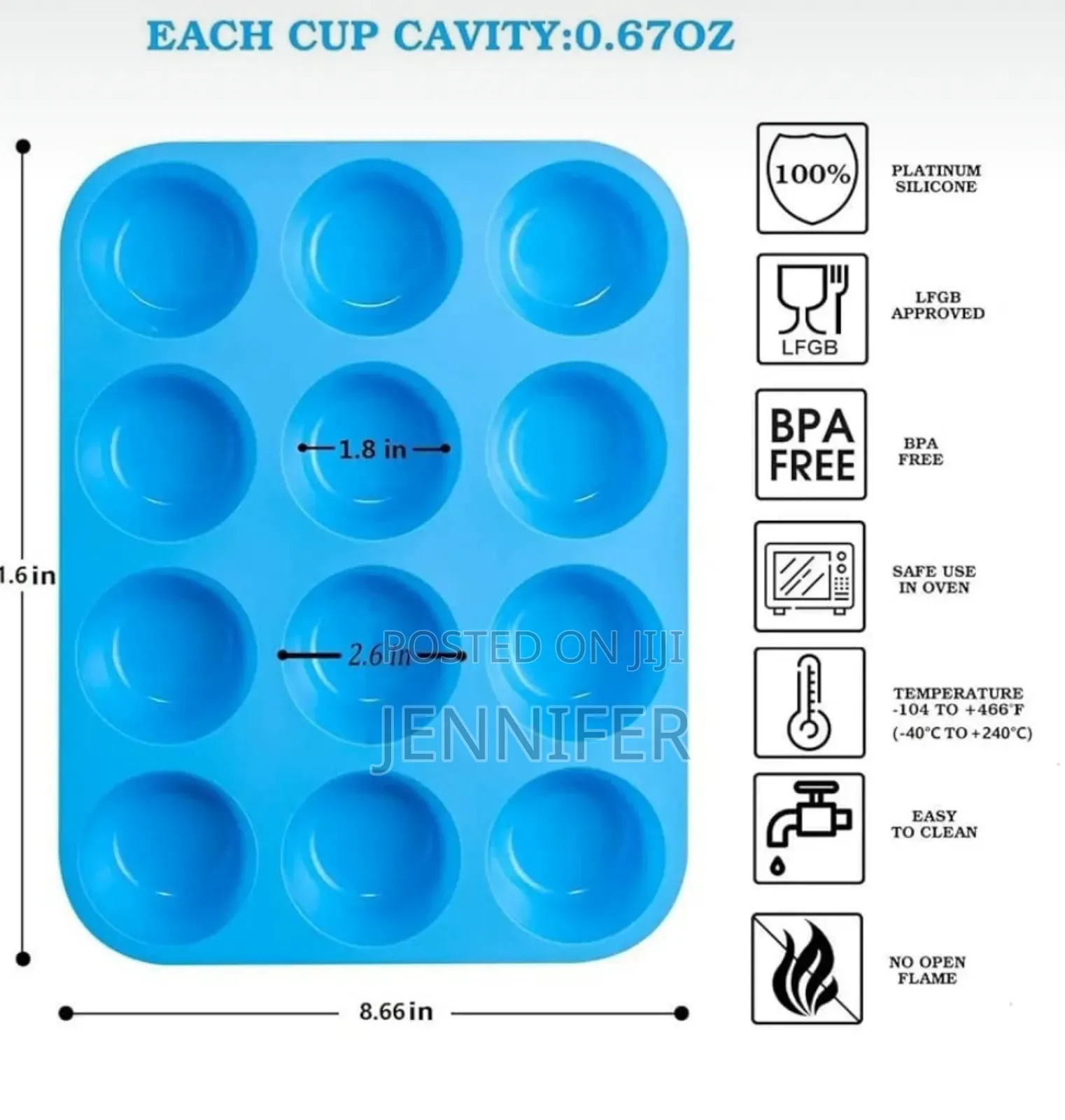 12holes Non Sticky Silicone Muffin Pans