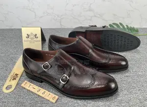 Original Dark Tan Renato Castello Double Buckle Oxford Shoes