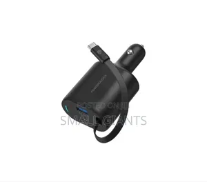 Powerology Type-C Retractable Car Charger 65w