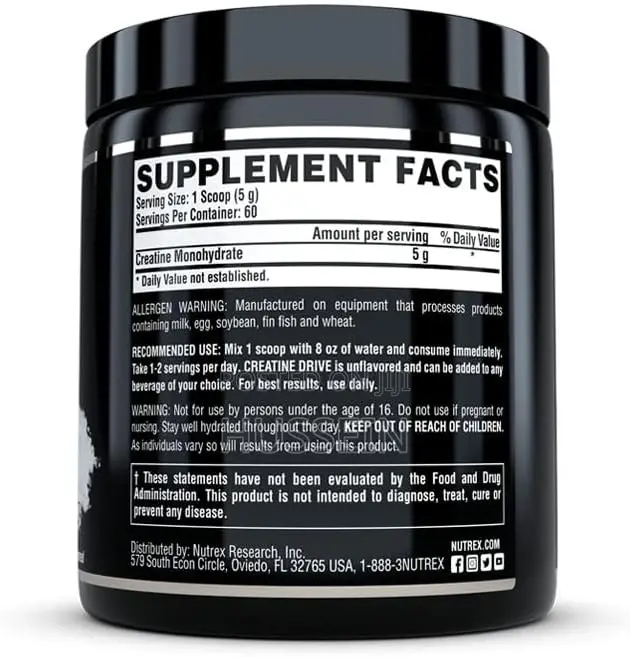 Nutrex Research Creatine Monohydrate Powder Unflavored