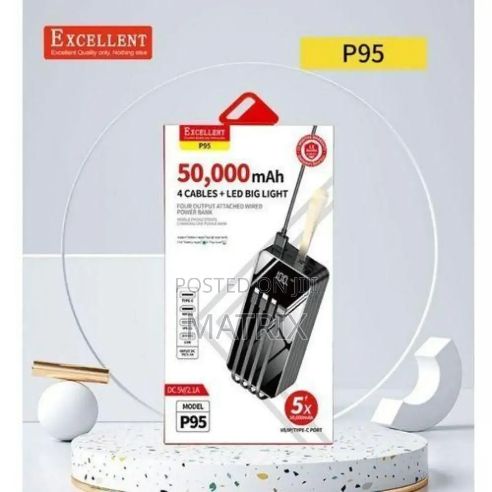 Excellent Portable Power Bank of 50000mah With 4cables