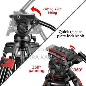 Video Tripod, Professional Heavy Duty Aluminum Tripod