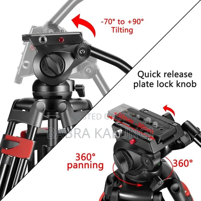 Video Tripod, Professional Heavy Duty Aluminum Tripod