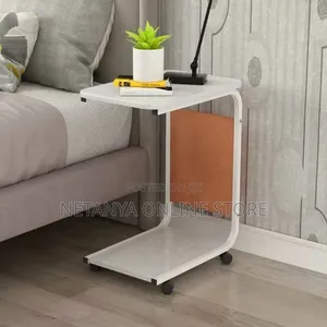 Modern Side Table With Wheels and Pocket