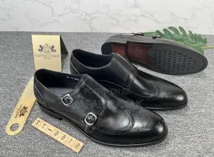 Original Men’S Black Renato Castello Double Buckle Oxfords