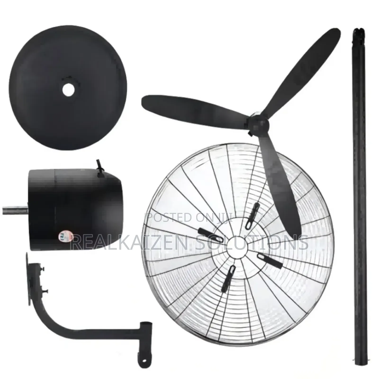 Metallic Blade 60cm Black Industrial Wall Fan 130w