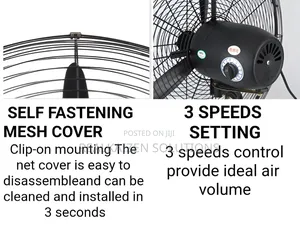 Metallic Blade 60cm Black Industrial Wall Fan 130w