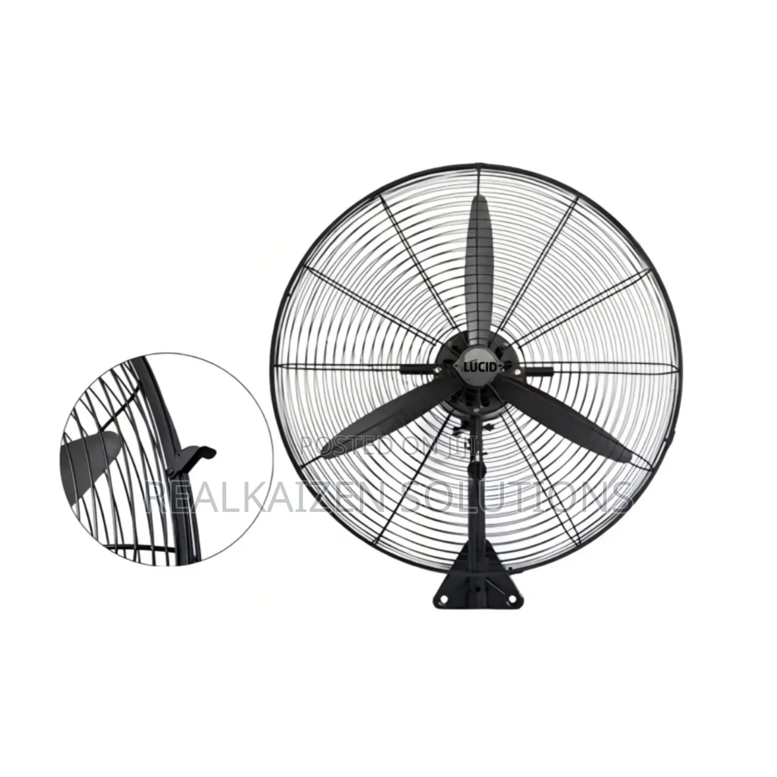 Metallic Blade 60cm Black Industrial Wall Fan 130w