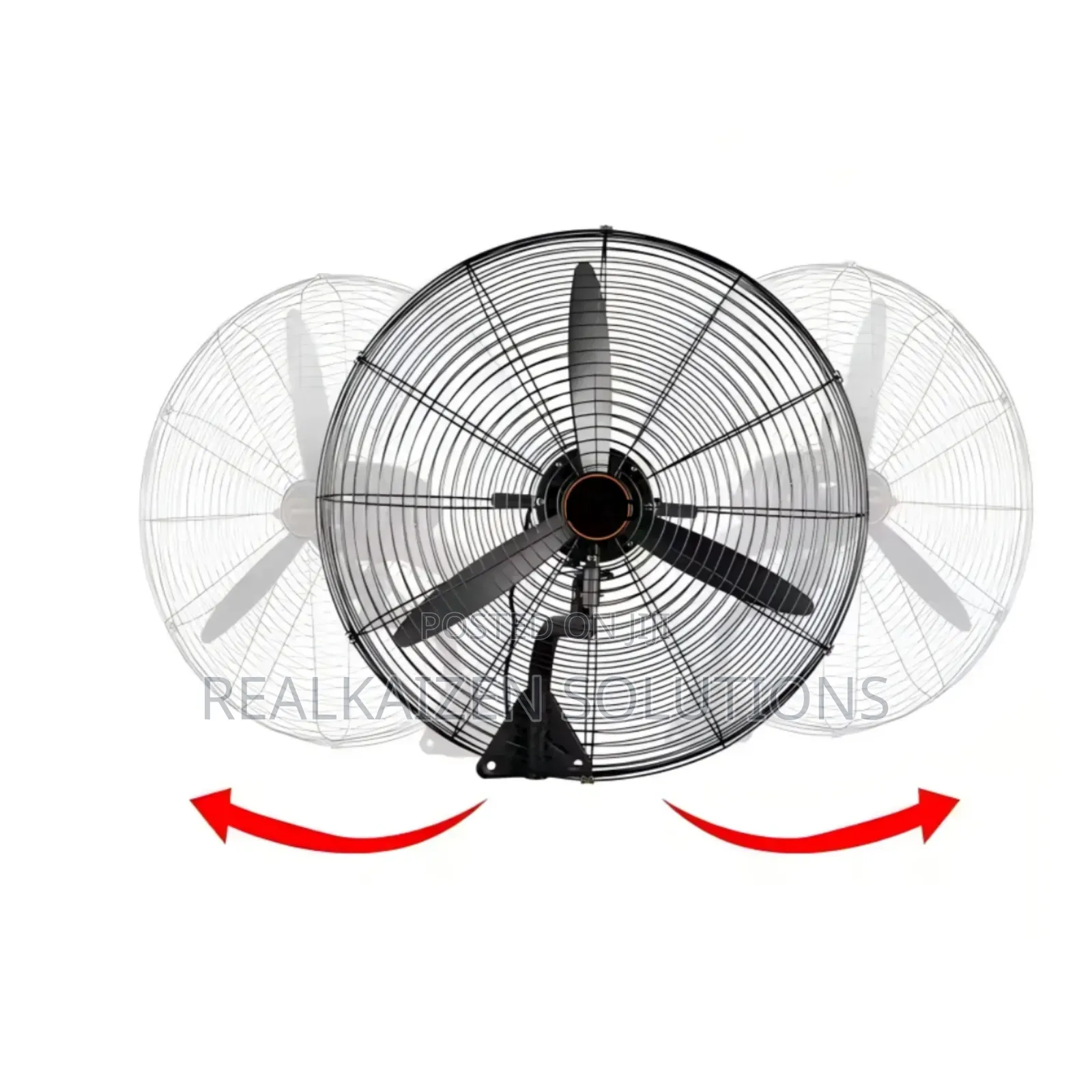 Metallic Blade 60cm Black Industrial Wall Fan 130w
