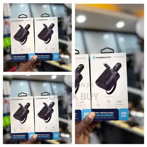 Powerology Type-C Retractable Car Charger 65w