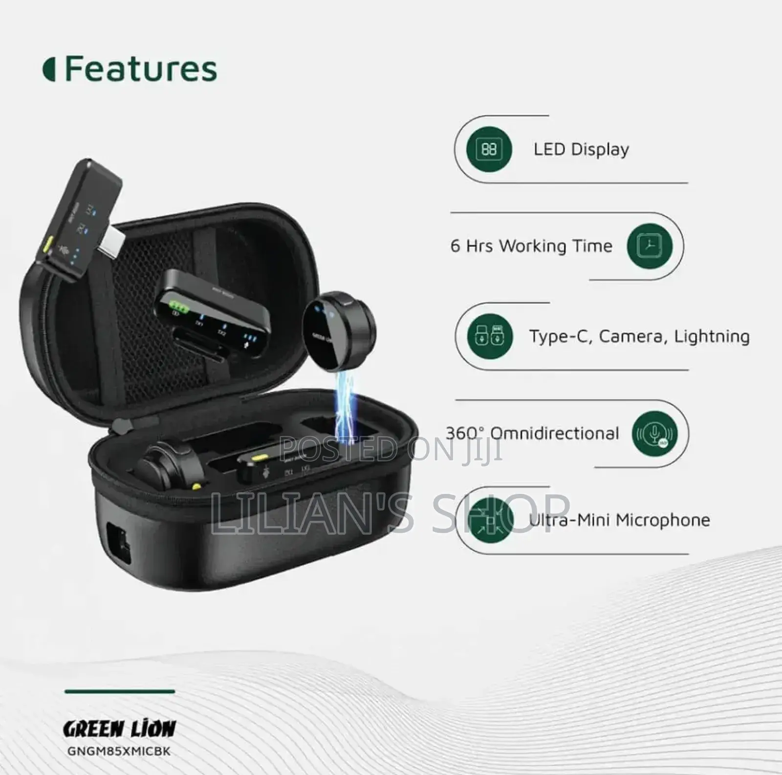 Green Lion Gm-85x 3 in 1 Wireless Microphone - Black