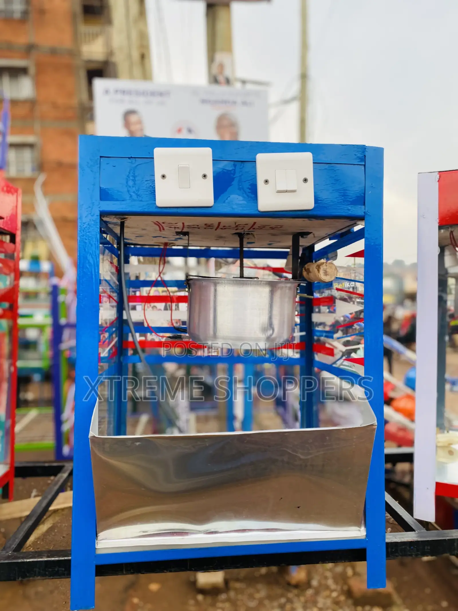 Blue Striped/ Popcorn Machine / Electric