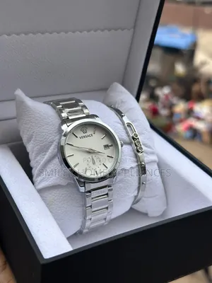 Silver Versace Women's Gift Box Wrist Time Piece