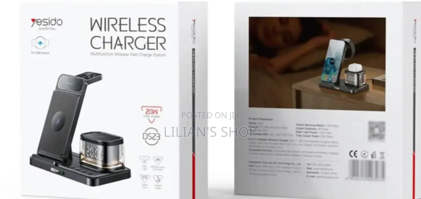 Yesido Ds22 5-in-1 Wireless Charger With Clock