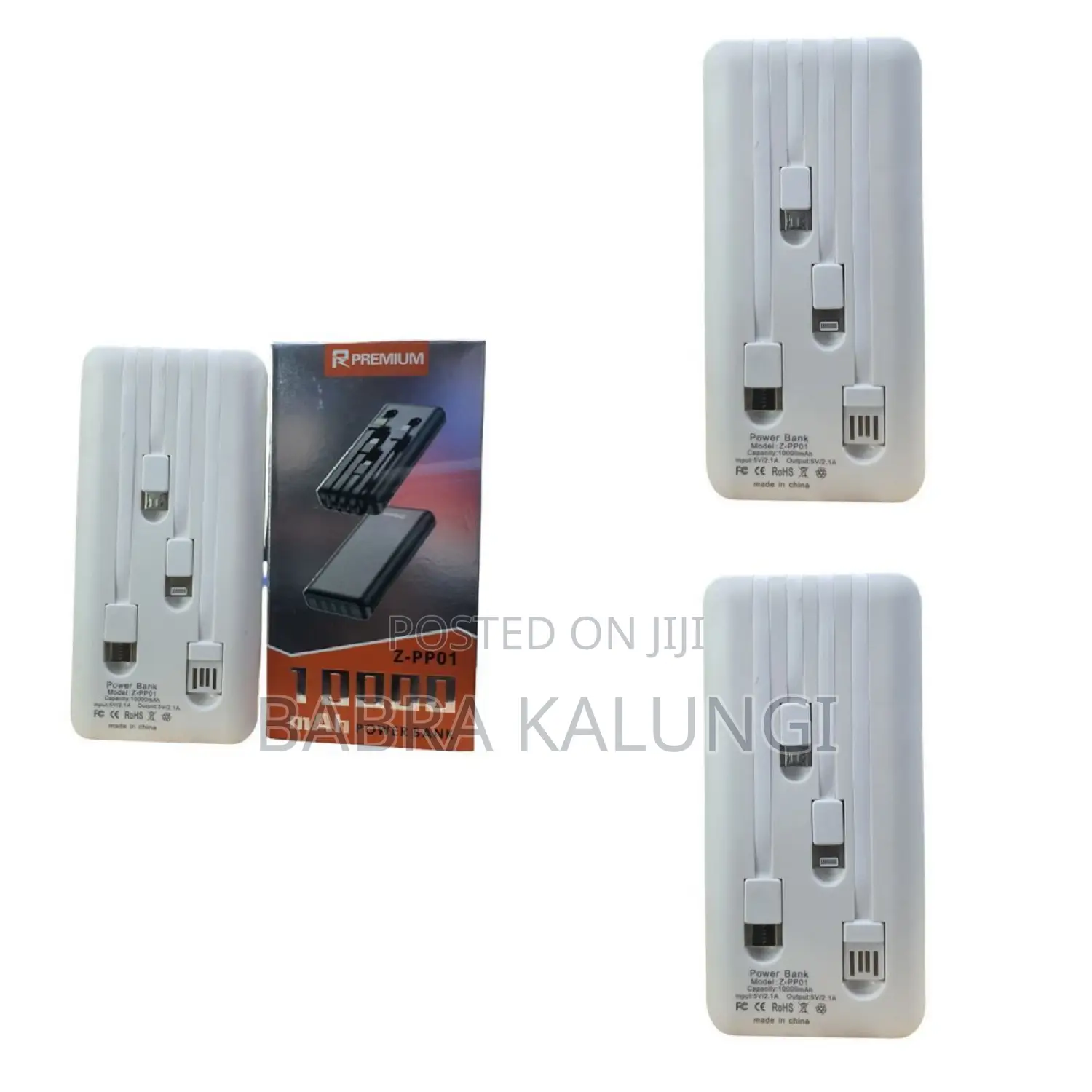 Premium Accessories 10000mah Portable Multi-Cable Power Bank