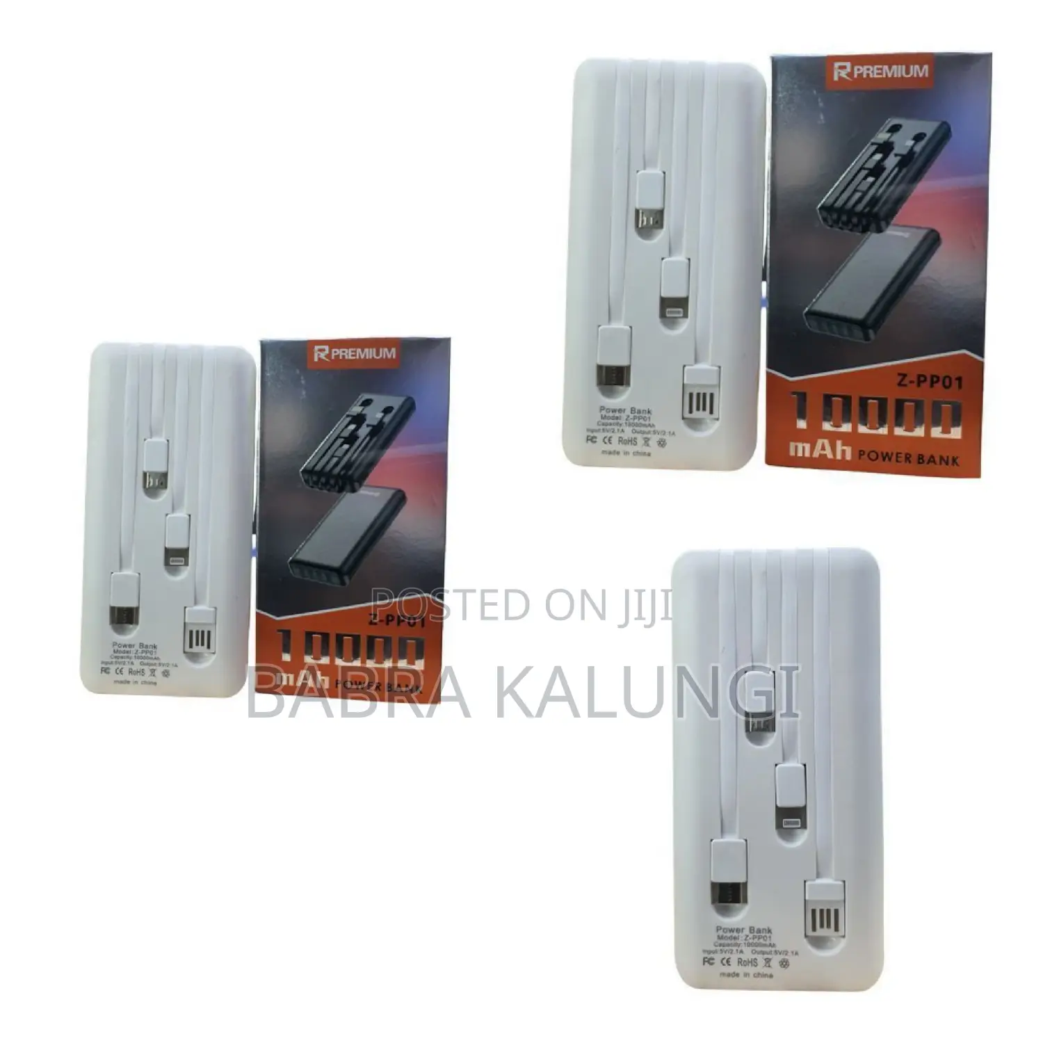 Premium Accessories 10000mah Portable Multi-Cable Power Bank