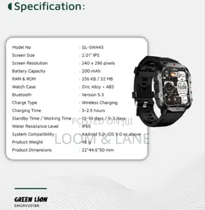 Green Lion Gravix Smart Watch - Black
