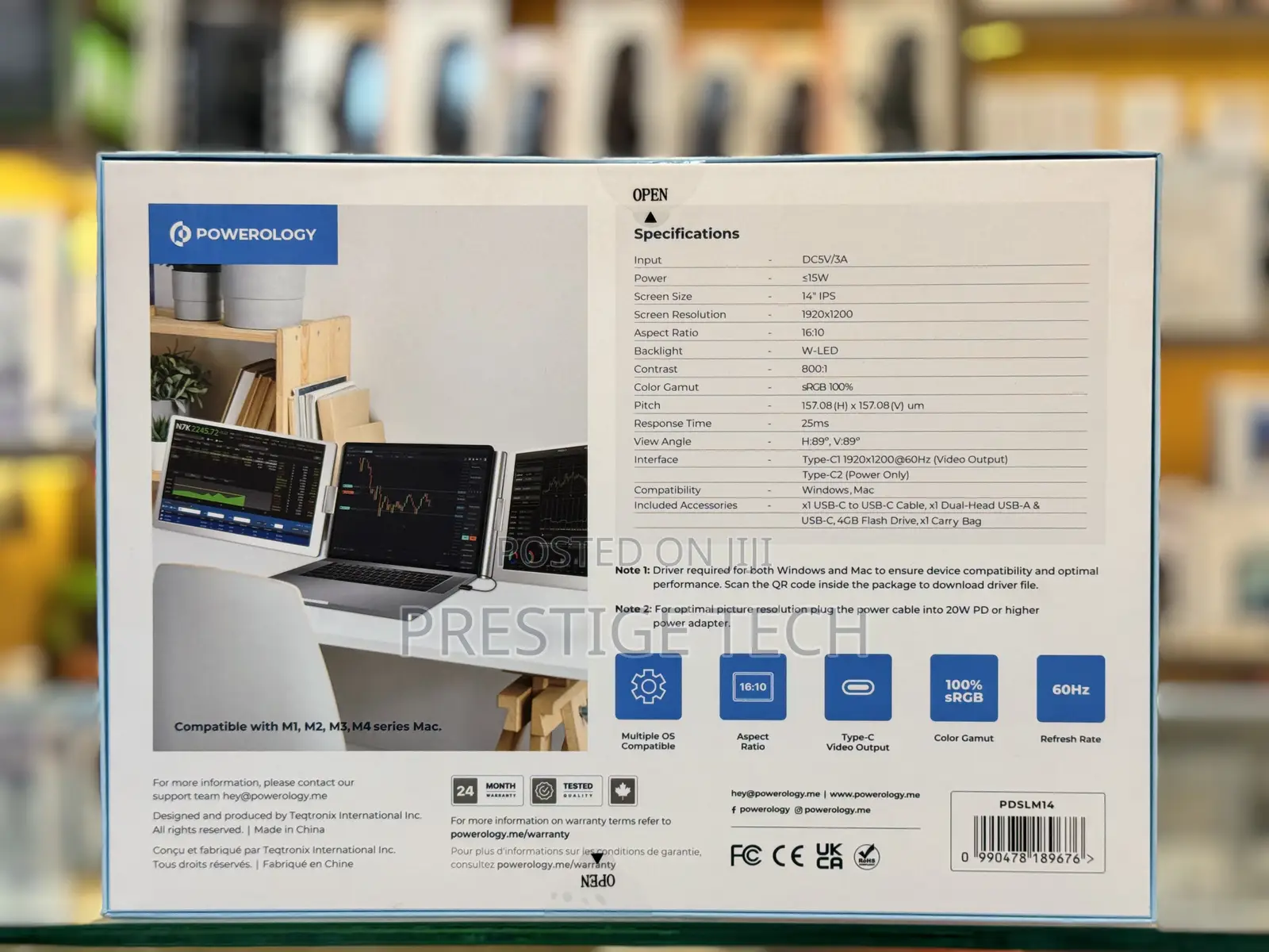 Powerology Dual Screen Portable Monitor For Laptop