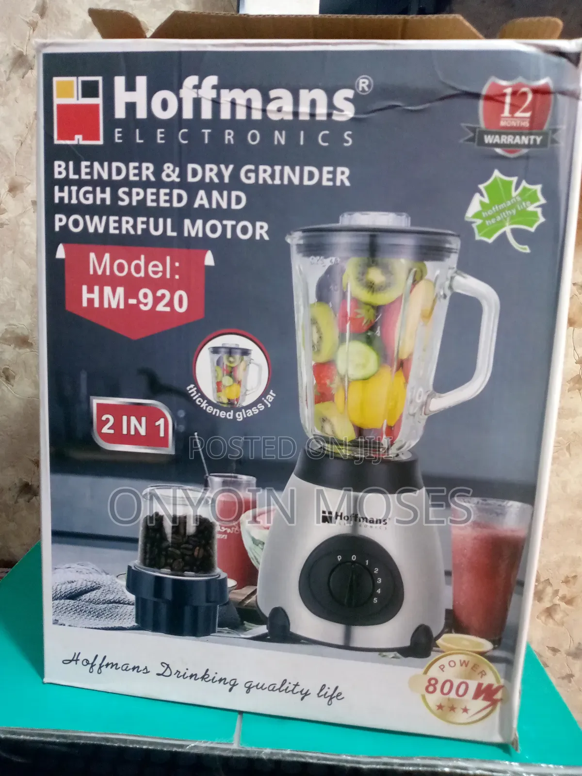 Hoffman's 2 in 1 Blender With a Glass Jar