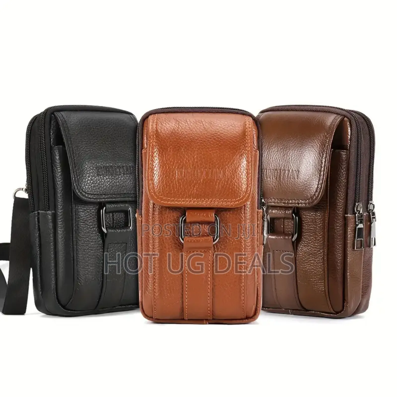 Portable Men's Messenger Bags Cowhide Leather Belt Bag