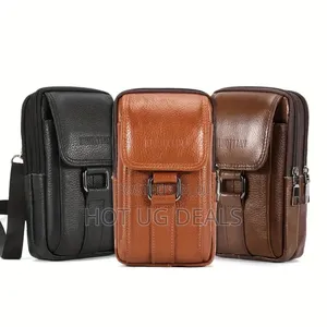 Portable Men's Messenger Bags Cowhide Leather Belt Bag