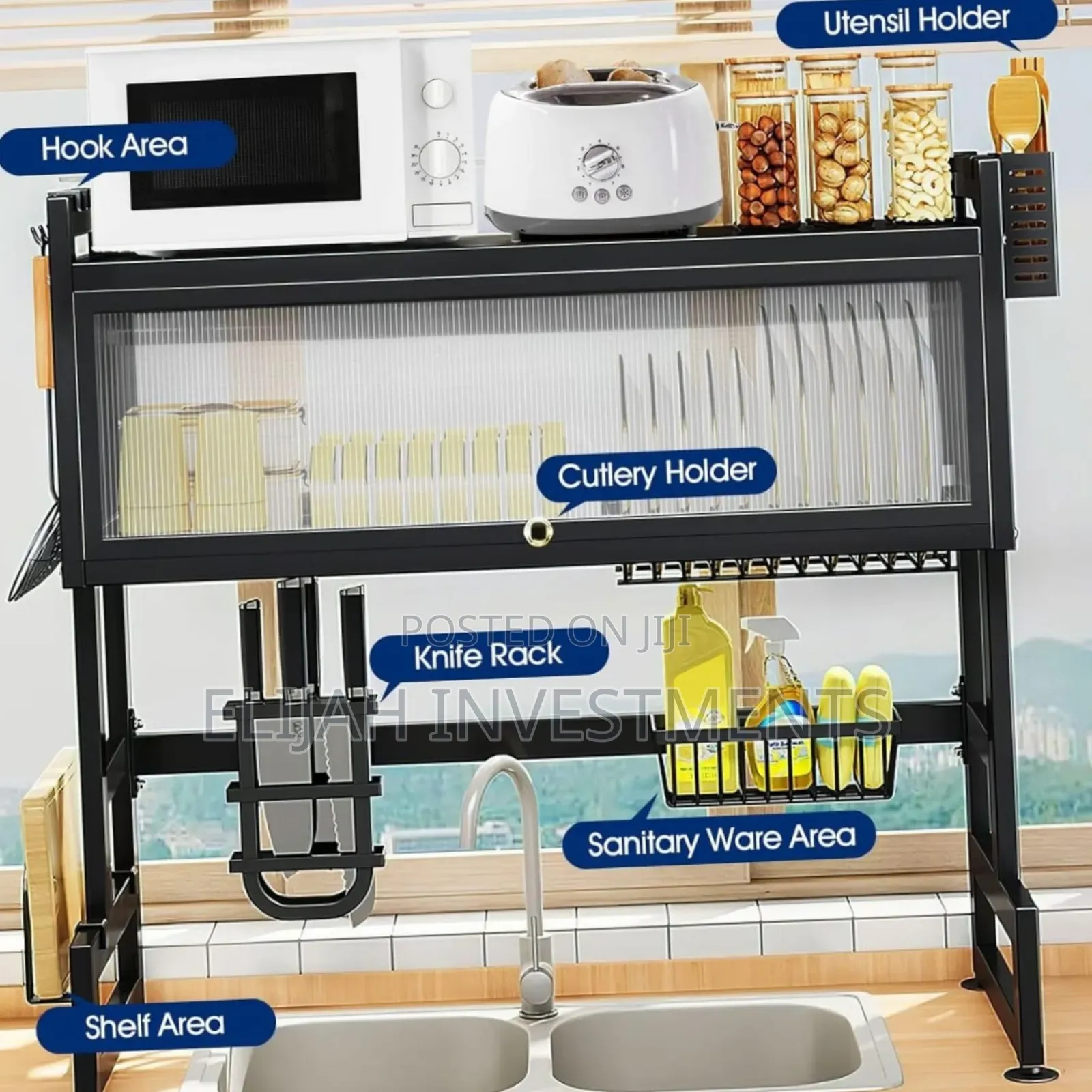 3 Tier Over Sink Dish Rack Steel Dish Drainer
