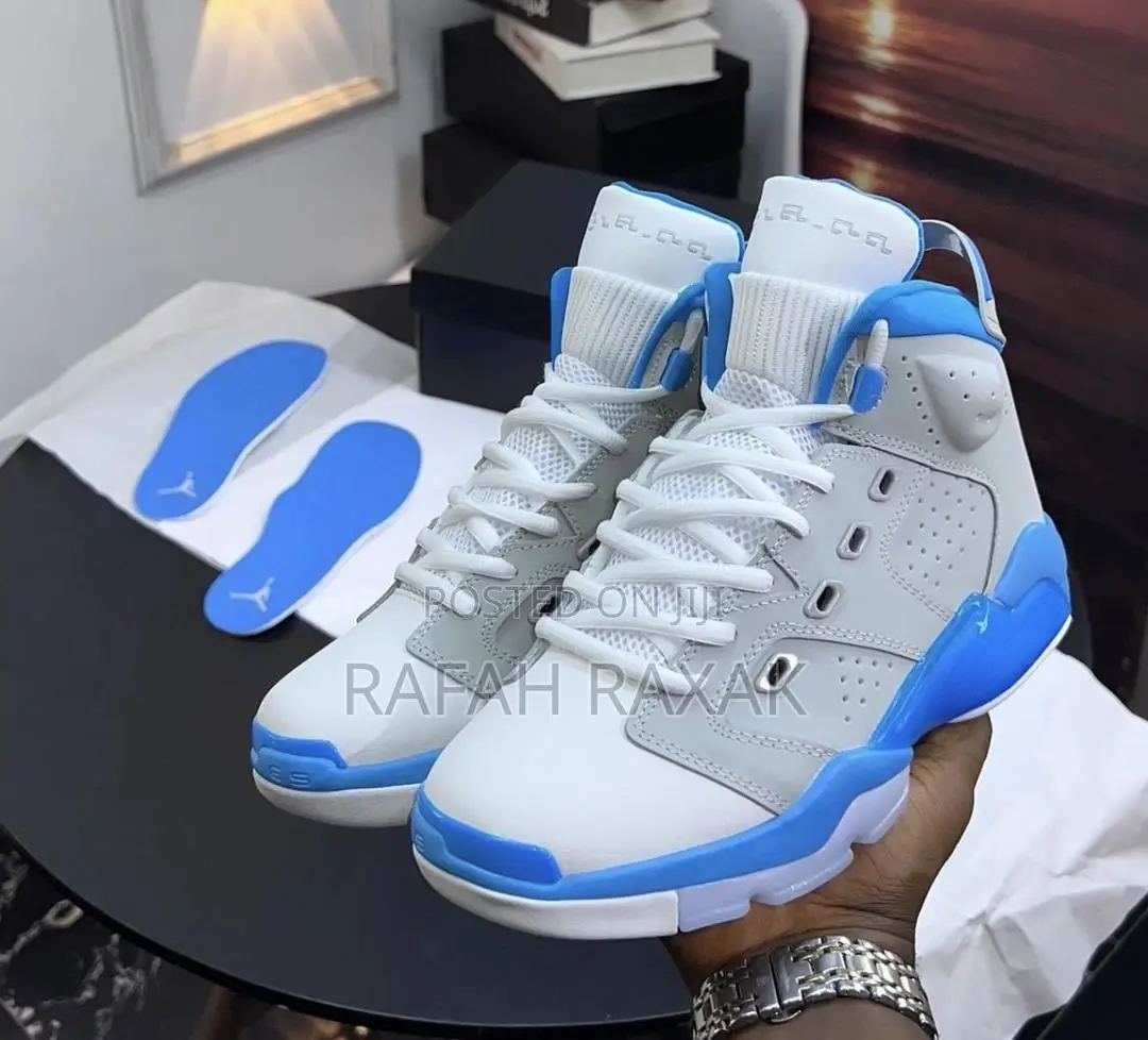 Original Grey/White/Blue Air Jordan 6 Retro Sneakers