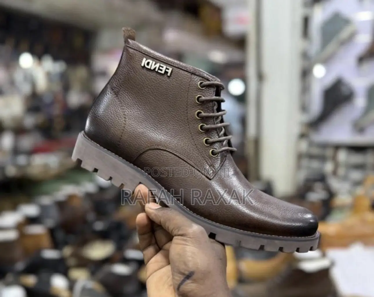 Men’S Coffee Brown Formal/Gentle Fendi Leather Boots