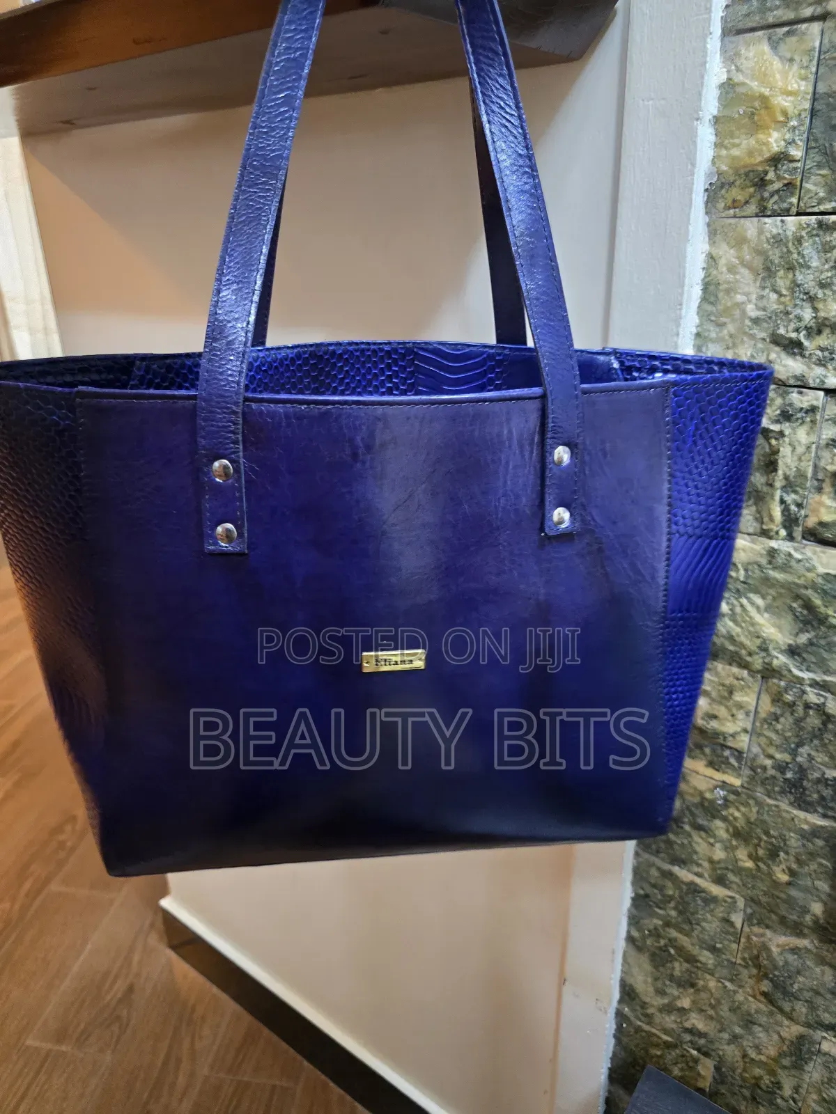 Tote Bag Leather Deep Blue