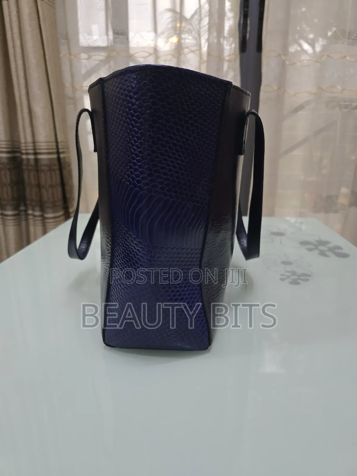 Tote Bag Leather Deep Blue