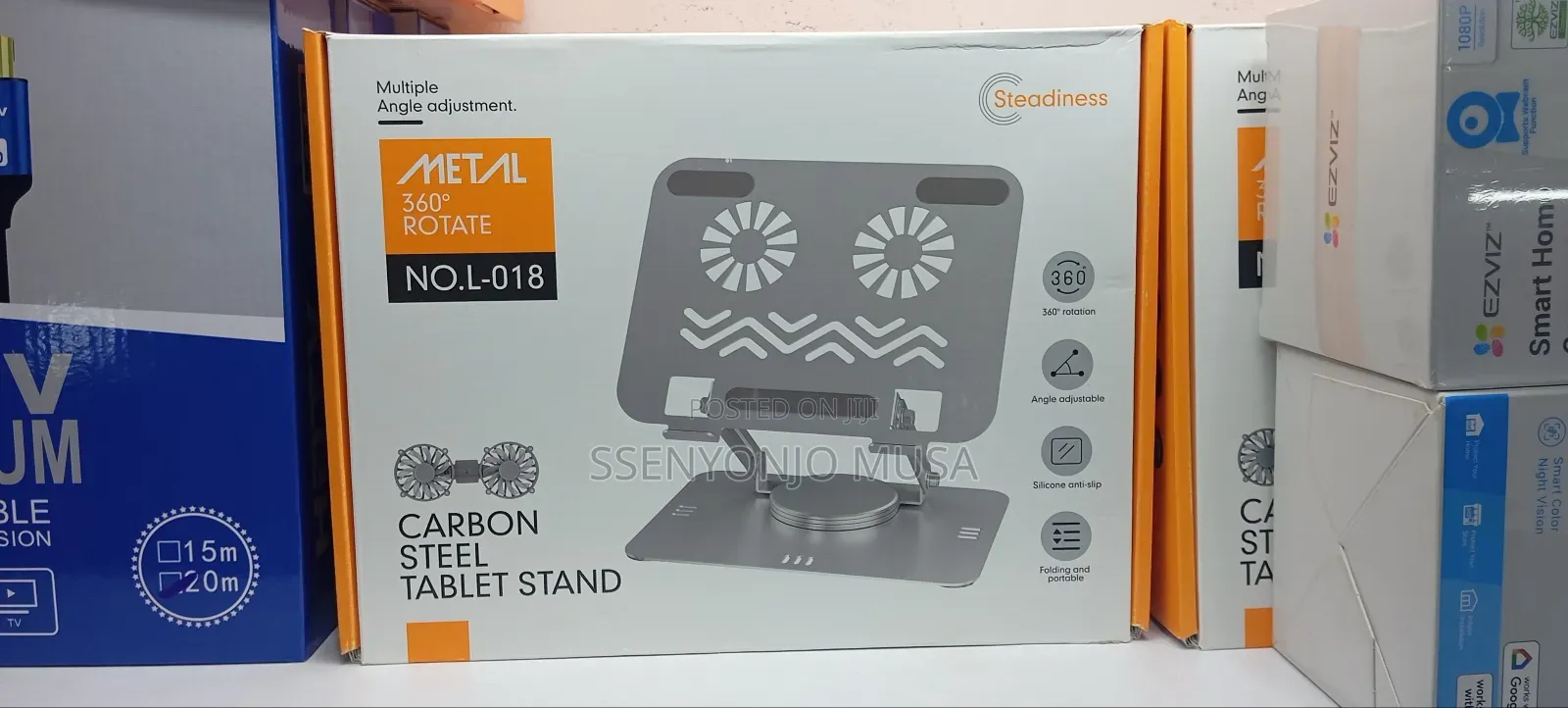 Aluminum Laptop Stand With Dual Fan Usb - 360° Rotation