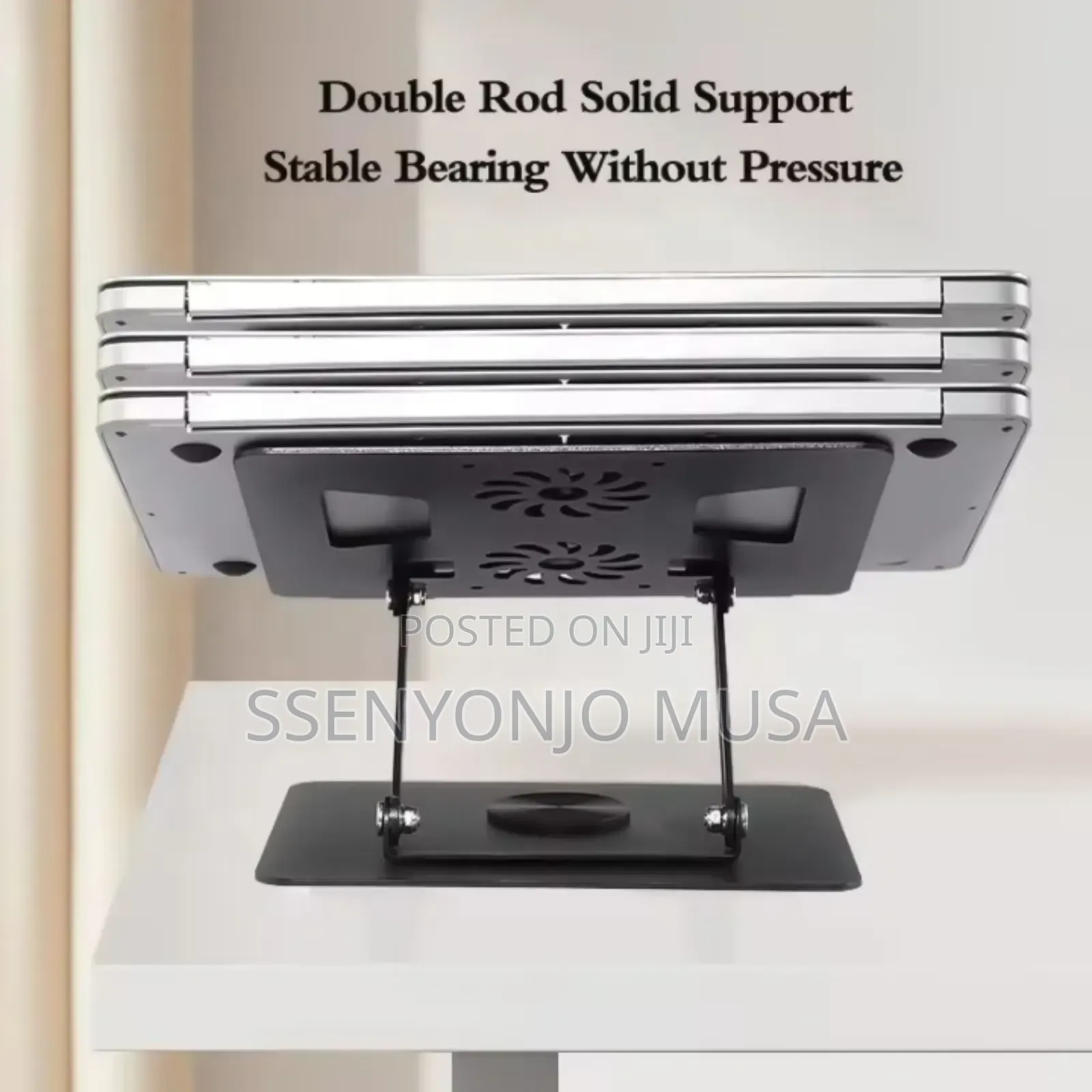 Aluminum Laptop Stand With Dual Fan Usb - 360° Rotation