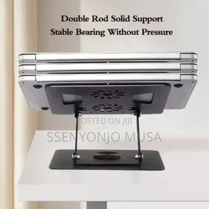 Aluminum Laptop Stand With Dual Fan Usb - 360° Rotation