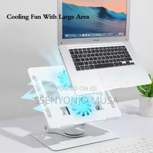 Aluminum Laptop Stand With Dual Fan Usb - 360° Rotation