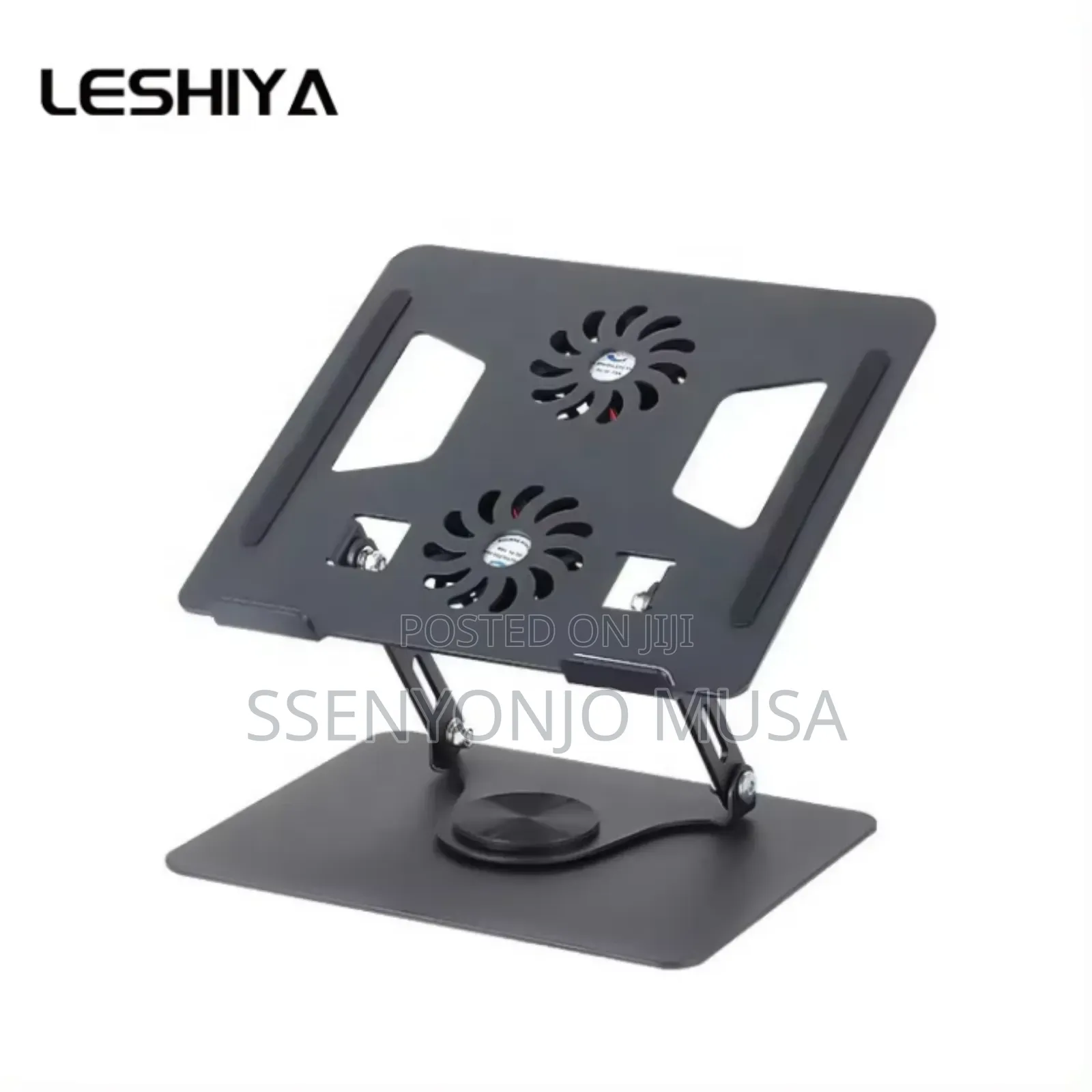 Aluminum Laptop Stand With Dual Fan Usb - 360° Rotation