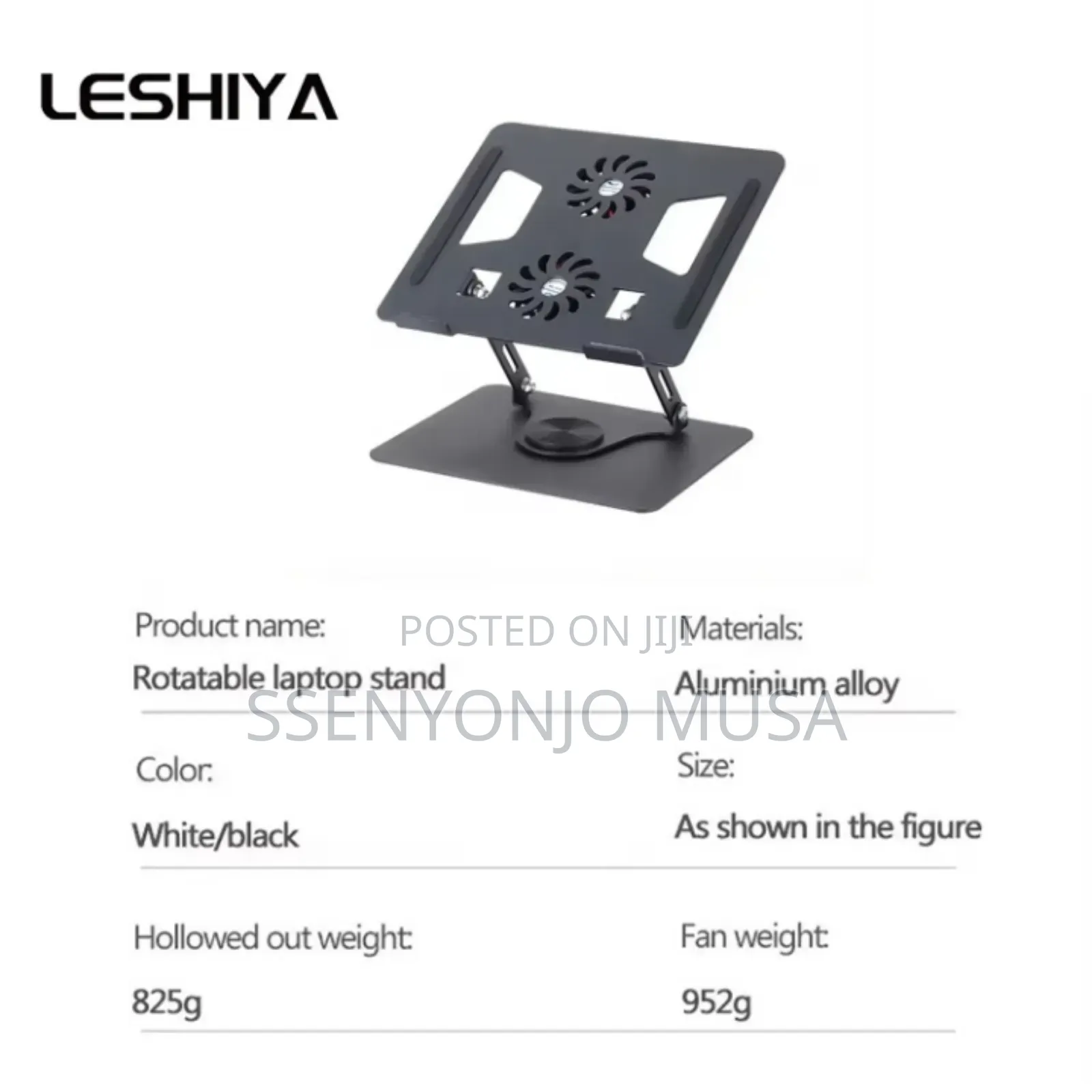 Aluminum Laptop Stand With Dual Fan Usb - 360° Rotation