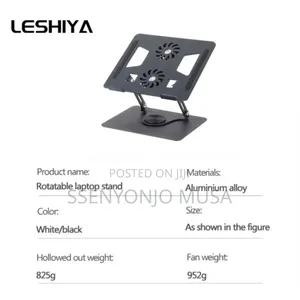 Aluminum Laptop Stand With Dual Fan Usb - 360° Rotation