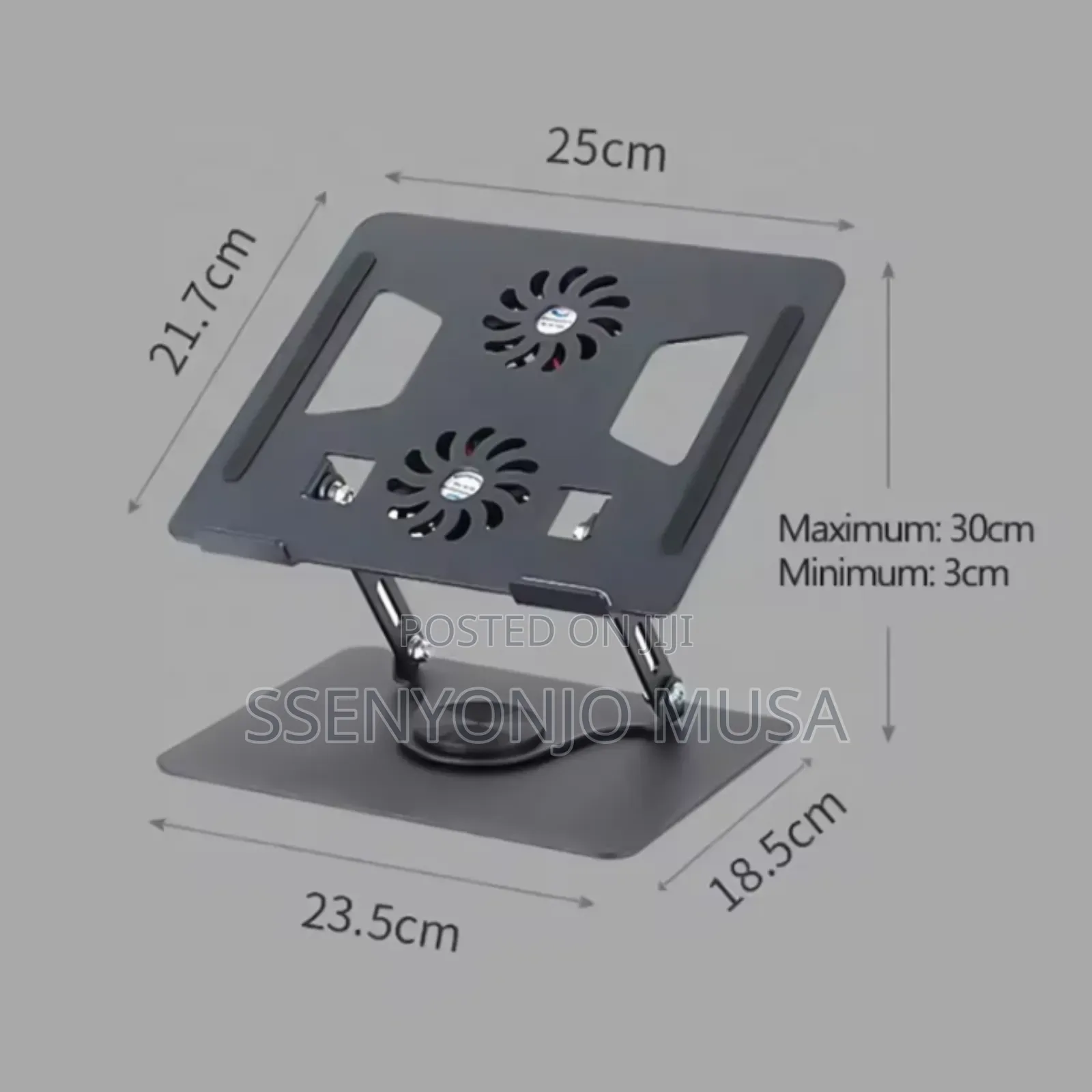 Aluminum Laptop Stand With Dual Fan Usb - 360° Rotation