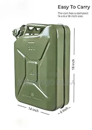 20l Military Green Fuel Jerrycan - Durable Metal Jerry Can